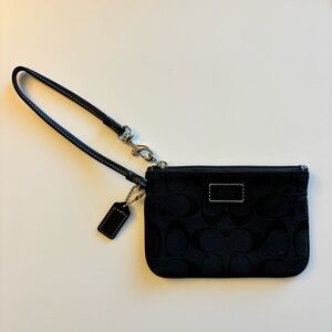 Coach Classic Black Wristlet with Signature 2000s logo